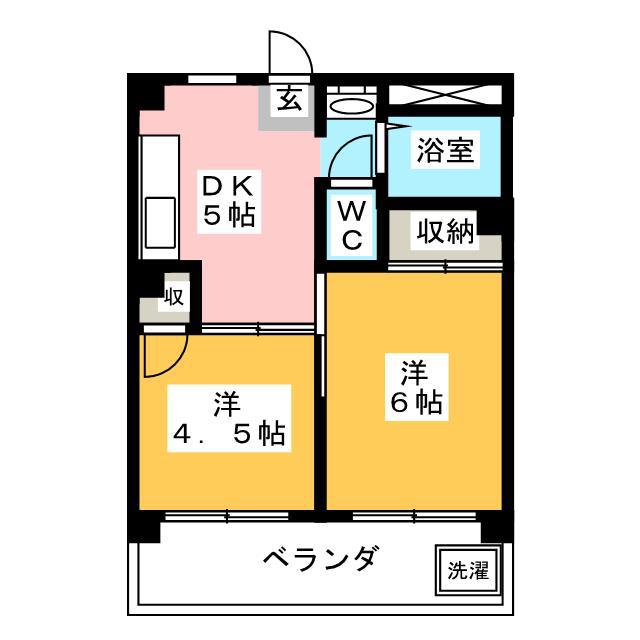 橋本ビル(2DK/4階)の間取り写真