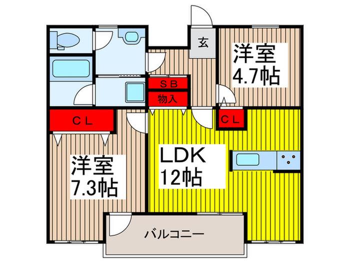 コミューンときわ(2LDK/4階)の間取り写真