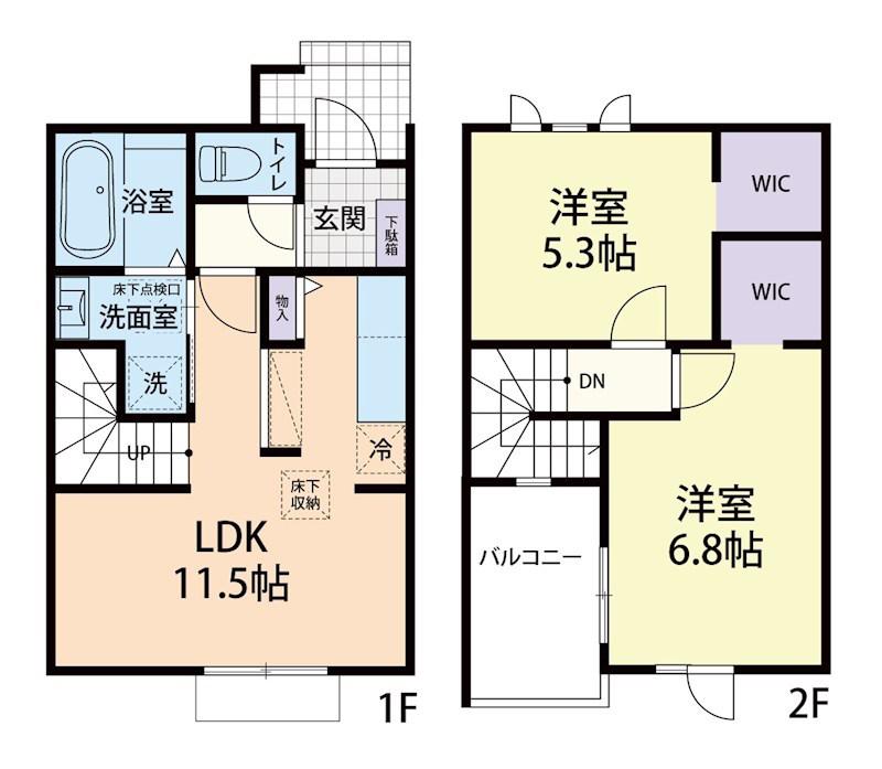12/15日光市今市テラスハウス A(2LDK/1階)の間取り写真