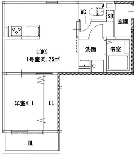 フォレスト渡鹿(1LDK/2階)の間取り写真