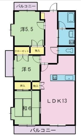 サニーコート上足(3LDK/4階)の間取り写真
