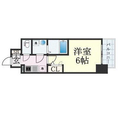 エスリード弁天町ルシェンテ(1K/9階)の間取り写真