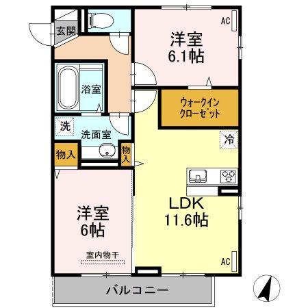 べルヴェデーレ A(2LDK/2階)の間取り写真