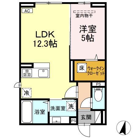アルカンシェルSAYAII(1LDK/1階)の間取り写真