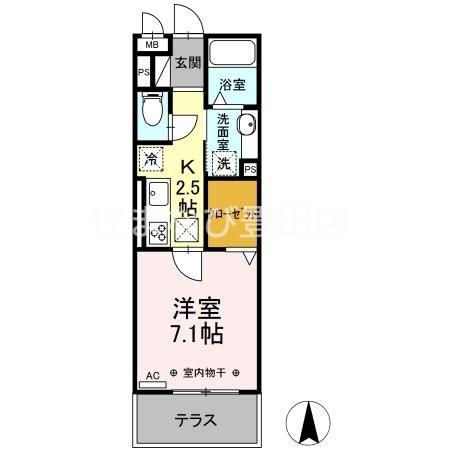 クインシー18(1K/1階)の間取り写真