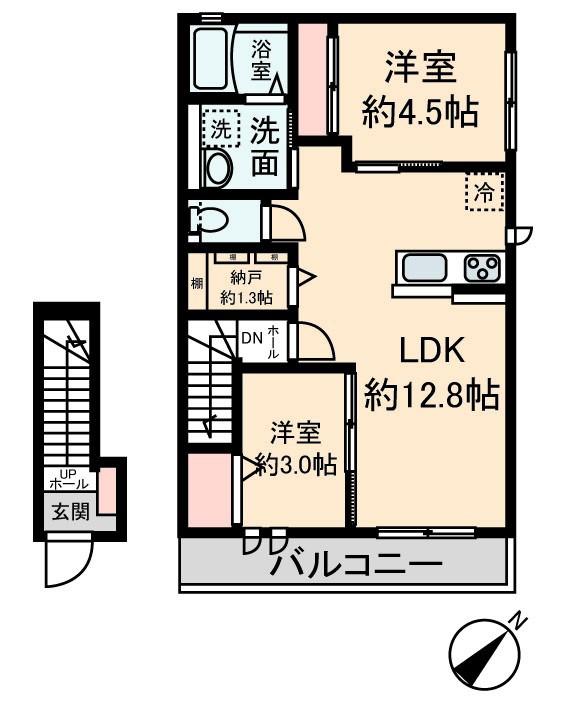 エストグローヴ(2LDK/2階)の間取り写真