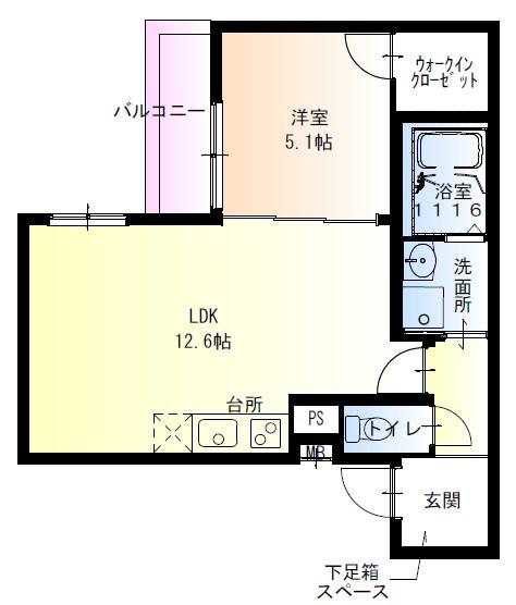 フジパレス須磨鷹取I番館(1LDK/2階)の間取り写真