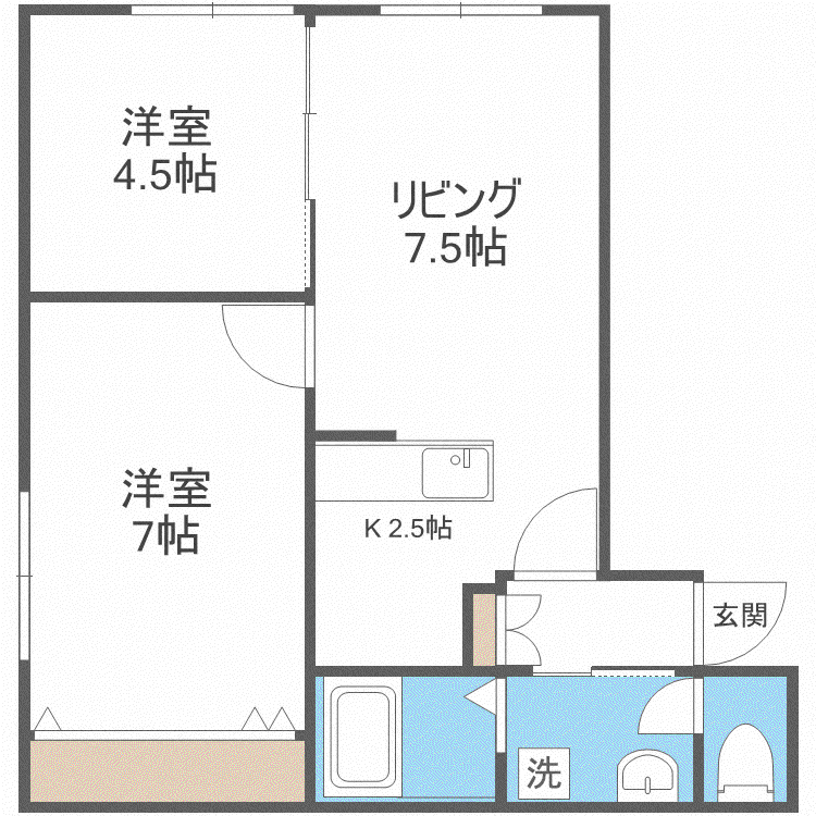 ニューハイム戸部(2LDK/1階)の間取り写真
