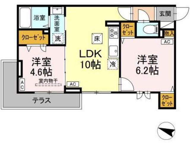 JR常磐線 金町駅 徒歩30分 3階建 新築(2LDK/1階)の間取り写真