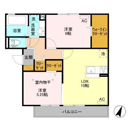 SOLA′TIO TAKASAKI(2LDK/2階)の間取り写真