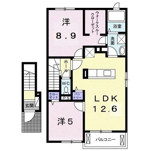 グリーンヒルズT・M(2LDK/2階)の間取り写真