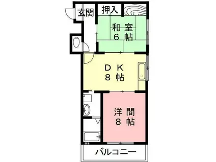 第2サンハイツ戸崎(2DK/1階)の間取り写真