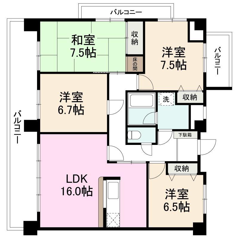 ダイアパレス築地(4LDK/13階)の間取り写真