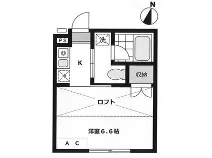 BELLS(1K/2階)の間取り写真