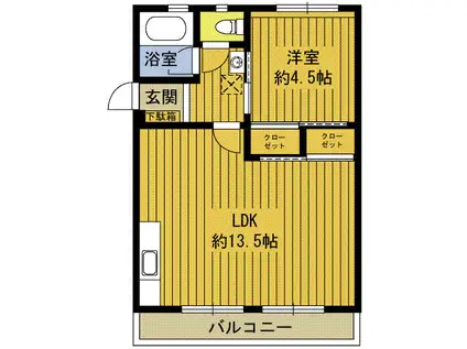 コーポ豊西(1LDK/3階)の間取り写真