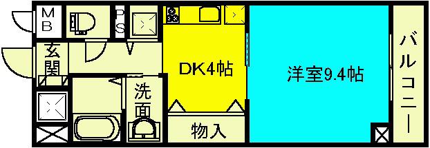 クリスタルなかもず(1DK/7階)の間取り写真