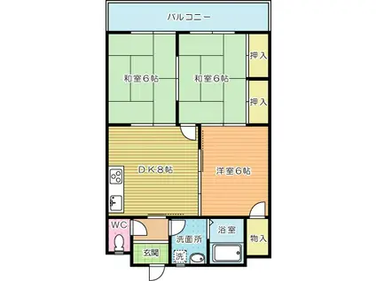 グッタープラッツ緑ヶ丘2番館(3LDK/6階)の間取り写真