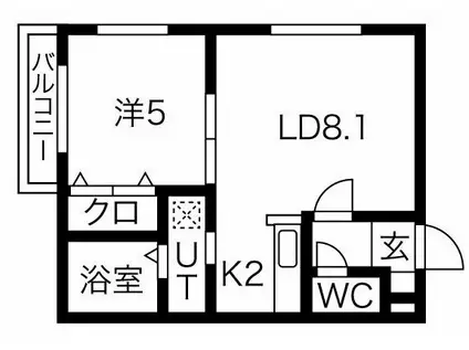 エルフ21(1LDK/1階)の間取り写真