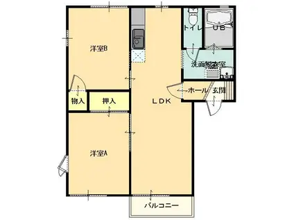 メゾンファミール(2LDK/1階)の間取り写真