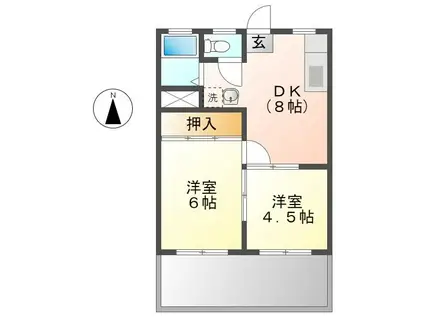 ミユキコーポ(2DK/2階)の間取り写真