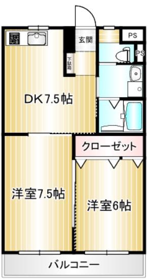 ベラカーサあつみ(2DK/1階)の間取り写真