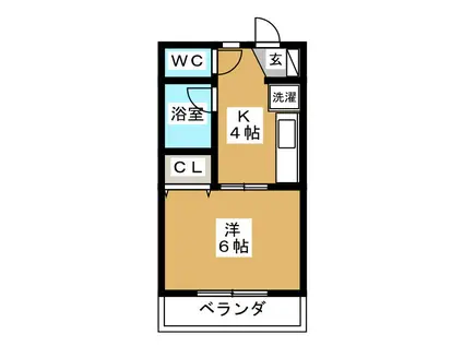 グリーンサイト井口(1K/1階)の間取り写真