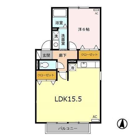 アヴァンセA(2DK/2階)の間取り写真