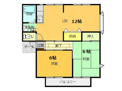 アメニティ広石A(2LDK/2階)の間取り写真