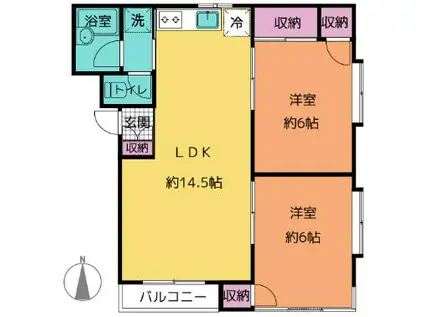 アーバンプレジオ(2LDK/2階)の間取り写真