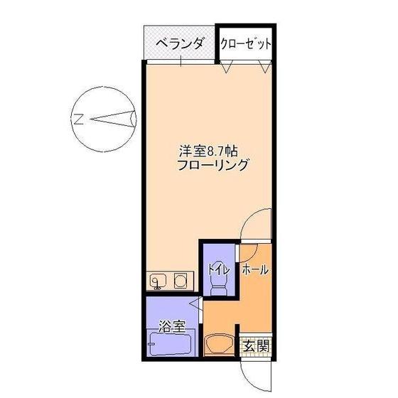 根木ハイツさくら(ワンルーム/3階)の間取り写真