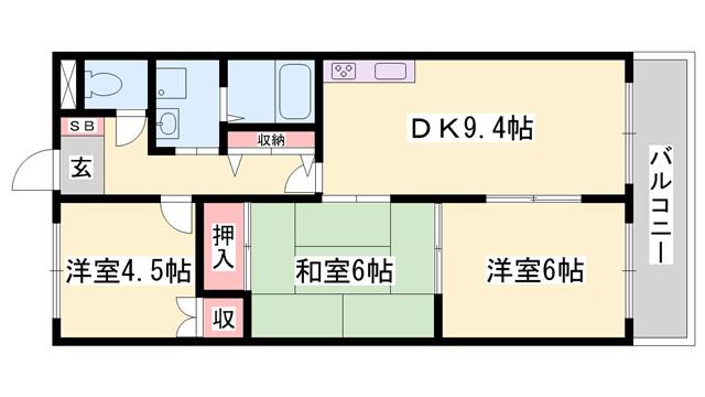グランチェスタ(3DK/2階)の間取り写真