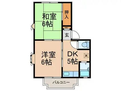 グリーンヒル(2DK/2階)の間取り写真