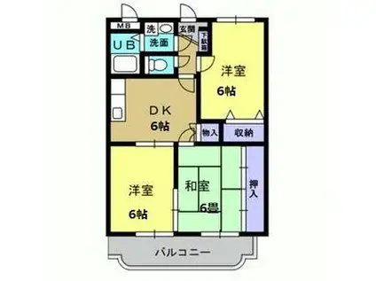 Y&Mサンライズマンション(3DK/1階)の間取り写真