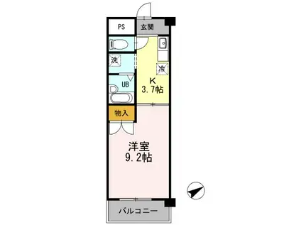 ヴェル・ドミール(1K/4階)の間取り写真