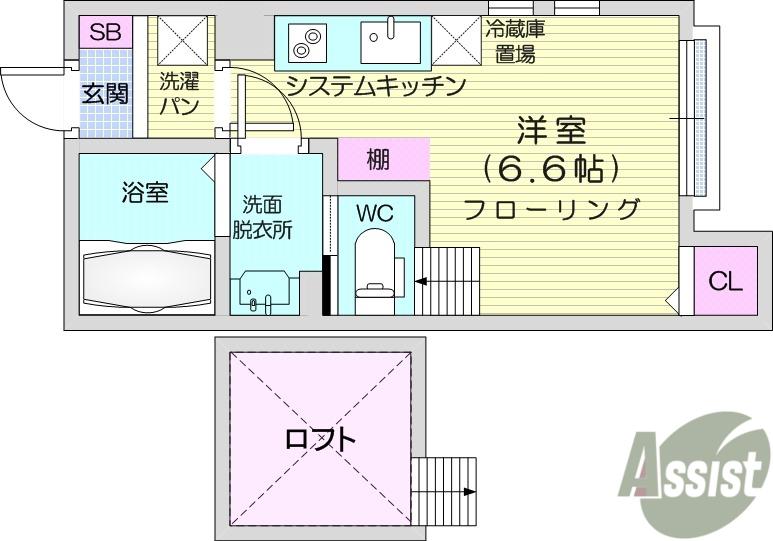 LA・VIE柏木(ワンルーム/1階)の間取り写真