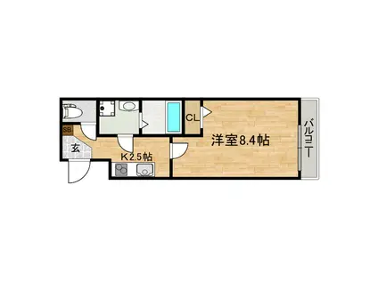 ウエストドリーム桂川(1K/4階)の間取り写真