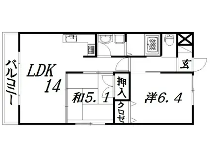 カルムシャンブル(2LDK/4階)の間取り写真