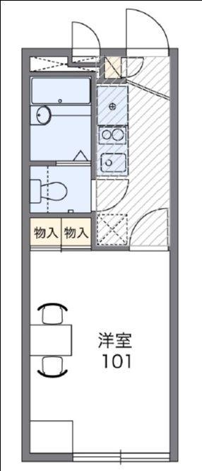 レオパレスベルフローラI(1K/1階)の間取り写真
