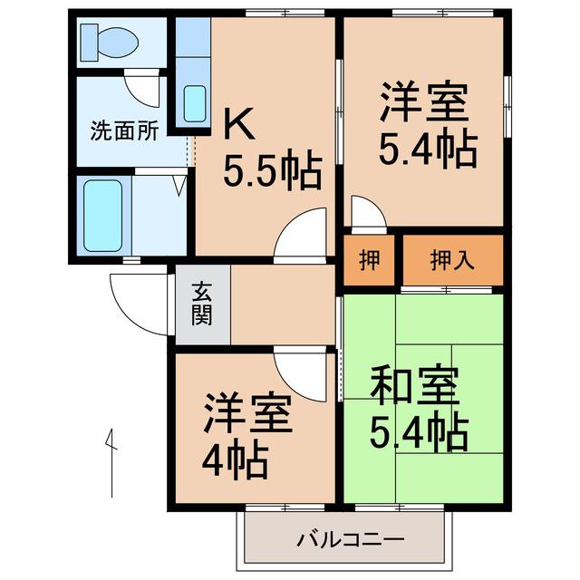 ディアス栄谷(3K/2階)の間取り写真