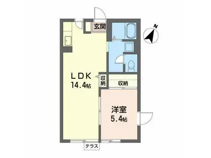 メゾン・グランディアB(1LDK/1階)の間取り写真