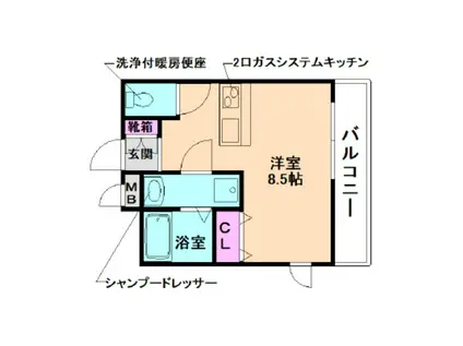 リアコート石橋(ワンルーム/3階)の間取り写真