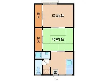 アメニティー沖代(2K/1階)の間取り写真