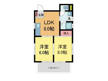 ノースビレッジ(2DK/2階)の間取り写真