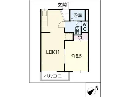 プレメゾーンいとう B棟(1LDK/2階)の間取り写真