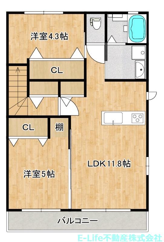 SHELL LEBEN八反田(2LDK/2階)の間取り写真