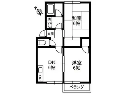 ハイメゾン(2DK/2階)の間取り写真