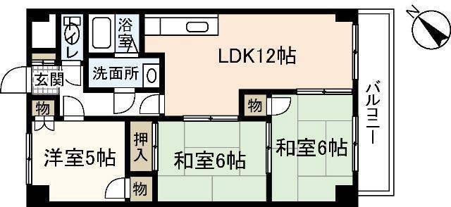 ビラバロンII(3LDK/3階)の間取り写真