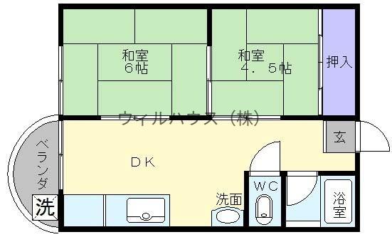 大栄マンション(2DK/3階)の間取り写真