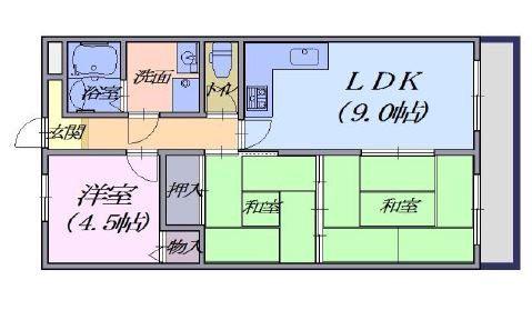 マンションカワハラ(3LDK/3階)の間取り写真