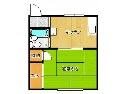 プライマリー下到津(1K/2階)の間取り写真